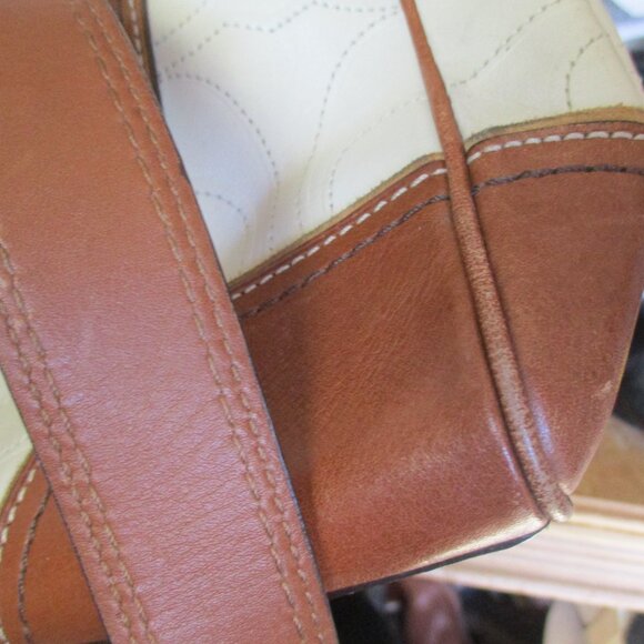 Coach Brown cream classic Leather Satchel purse - Picture 6 of 14